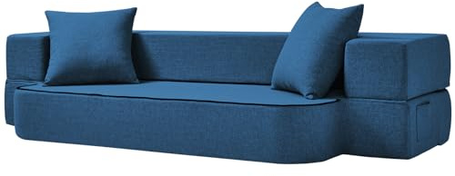 SUYOLS Divano letto pieghevole 2 in 1 con 2 cuscini - divano da pavimento pieghevole e materasso da letto - fodera lavabile e tappetino da gioco in memory foam, letto per ospiti, letto matrimoniale XL