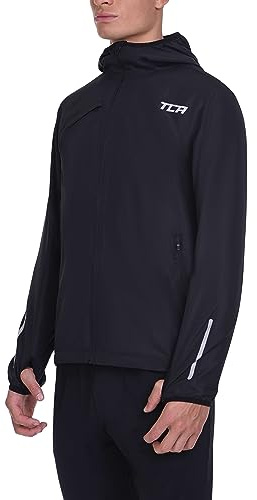 TCA Men's Running Softshell Jacket - Rain Jacket with Hood Waterproof Packable Travel Windbreaker with Zip Pockets