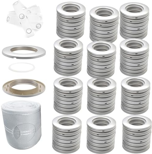 10 m, nastro per tende perforate, 60 anelli, accessori per tende, diametro interno 40 mm, occhielli per tenda da finestra, tenda da doccia, accessori per la casa