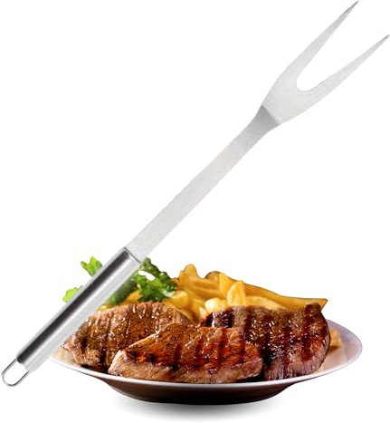 CHEFZOCO Tenedor para Trinchar Carne, Tenedor de carne, Tenedor profesional para carne, Tenedor para asado, Tenedor de barbacoa, apto para lavavajillas, Acero Inoxidable, 33.5 cm