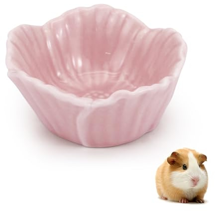 LuckyOpt Small Ceramic Pet Hamster Bowl - Easy to Clean Anti Flipping Food and Water Bowl for Hamsters, Rabbits, Hedgehogs, Dutch Pigs, Parrots (Pink)