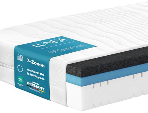 7-Zonen Kaltschaummatratze 140x200 cm – Orthopädische H3 Matratze 24 cm Höhe mit 2 intergrierten Topper H3/H4 – Ergonomisch & Punktelastisch – Atmungsaktiv & Waschbarer Bezug – Öko-Tex zertifiziert