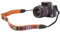Kameragurt - Camera Strap Schulter- und Nackengurt - 2 Rindsleder & Baumwolle Leinwand - Verstellbar - Vintage Jacquard Stickerei & Bunte Streifen - Kamera Band Zum Umhängen für Kameras, Ferngläser