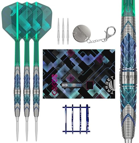 Target Japan Kaze Series Ceros 02 stålspetspilar med Kflex, 25G, 90 % volfram pilset, K-Flex-flygningar och skaft, Storm schweiziska spetsar, LNC-spets, stativ och förvaringsburk