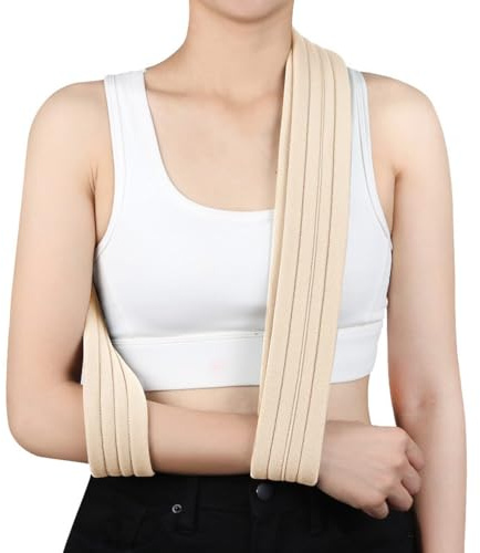 Aoreun Tutore Braccio Ingessato, 160cm Regolabile Immobilizzatore Braccio Tutore Immobilizzatore per Braccio e Spalla Fascia Di Supporto Per Braccio per Spalla Lesioni, Fratturato Ossa (Beige)