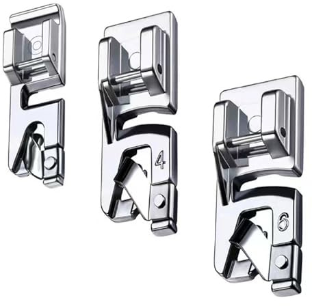 Sewing Machine Presser Feet Set, 3 Pcs Kit Including Hemming Foot and Accessories. Compatible with Brother, Janome, and Singer Machines,Realand 3 Sizes Rolled Hem Presser Foot, 3/4/6mm