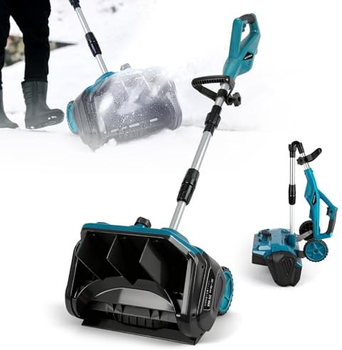Spazzaneve a batteria compatibile con batteria Makita da 18 V (senza batteria), spazzola elettrica da 1000 W, senza spazzole con ruote di supporto, altezza di 20 cm, larghezza di pulizia 30 cm
