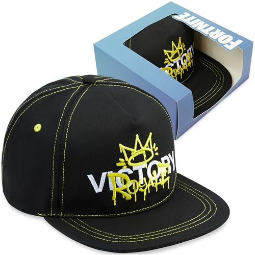 Get Trend Fortnite Kids Baseball Cap, Adjustable Snapback Sun Hat for Summer, Travel, Gamer Gifts for Boys, Ages 8-14 (6-14 Years, Black/Yellow Fortnite Cap)