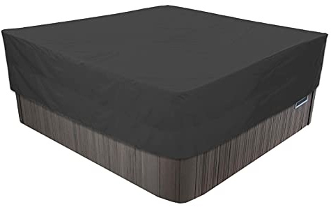 Premium 420D vattentätt spaskydd, fyrkantigt oxtyg, UV-resistent, dammtät, passar utomhusjacuzzi – svart, 207 x 207 x 30 cm, skydd för badtunna.