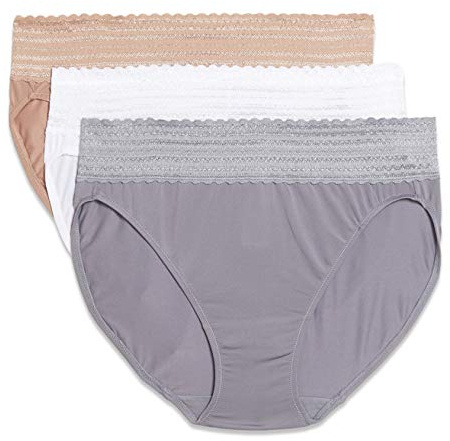 Warner's Womens No Pinching No Problems Lace Hi Cut Brief Panty, Vanilla, S