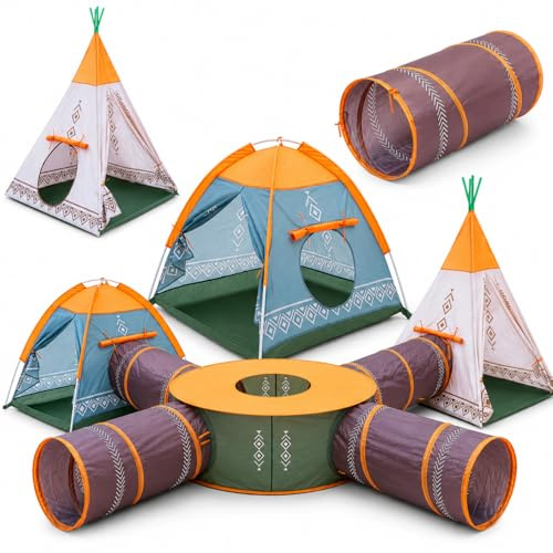 COIL Tente De Jeu Enfant, Tente Enfant Extérieur - Tente De Jeu avec Tunnel, Tente Chambre Enfant - Tente Enfant pour Intérieur, Tente De Jeu Enfant Extérieur, Maison Partagée, Maison De Jeu