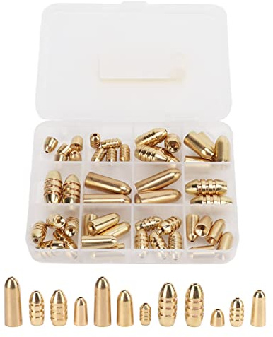 BuyWeek Fiskevikter järnsjunker kit, 46 stycken fiskebly i mässing, fiskebly-kit, tackle sinkers med låda för sötvattensfiske