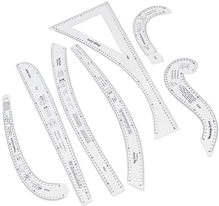 Nählineal-Set, 7-teilig, Multifunktionales Schneiderlineal für Schnittmuster und Modedesign