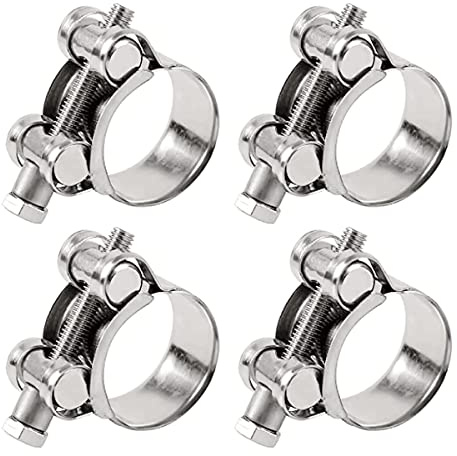 T-Bolt Hose Clamps, Adjust Tube Clamps 23-25mm 304 Stainless Steel Heavy Duty Pipe Tube Clamps (4 Pcs)