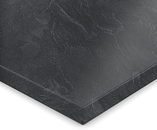 AUPROTEC 19mm Spanplatte Zuschnitt Schiefer melaminharzbeschichtet Länge bis 200cm Dekorplatten Zuschnitte mit Umleimer Auswahl: 20 x 90 cm (ABS Kante komplett)