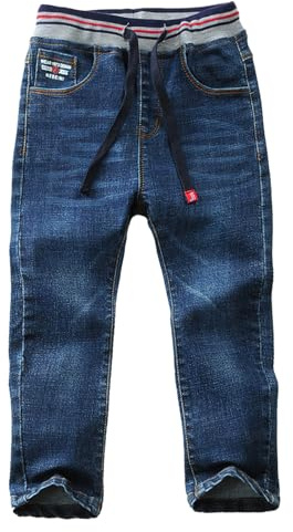 ANUFER Niño Cintura Elástica Vaqueros Casual Elástico Pierna Recta Algodón Pantalones de Mezclilla Edad 5-6 Años SN0711142 Estilo C 130cm