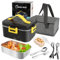Lunch Box elettrico per auto/camion/ufficio, 75W 1.8L Lunch Box portatile rimovibile in acciaio inox con borsa isolante, 12V/24V/220V