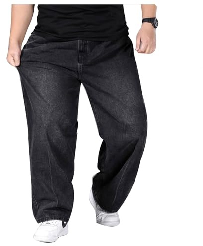 Plus Size Jeans - Men's Baggy Jeans Stretchy Loose Fit Jeans Trousers Men High Waist Stretch Straight Jeans Trousers Stonewashed Denim Long Jeans Casual Trousers Jogging Bottoms Cargo Trousers