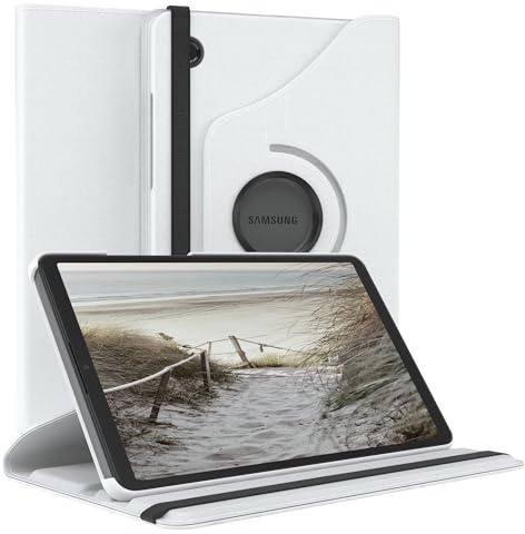EAZY CASE - Tablet Hülle für Samsung Galaxy Tab A9 Schutzhülle 8,7 Zoll Smart Cover Tablet Case Rotationcase aufstellbar klappbar 360° drehbar mit Standfunktion Tasche Kunstleder in Weiß