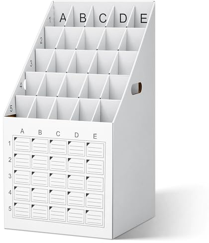 Menkxi 1 Pack 25 Slot Roll File Holder Vertical Blueprint Storage Organizer Corrugated Cardboard Roll File Cabinet Box with Labeling Grid for Office School Poster Map Gift Wrap Architectural Home