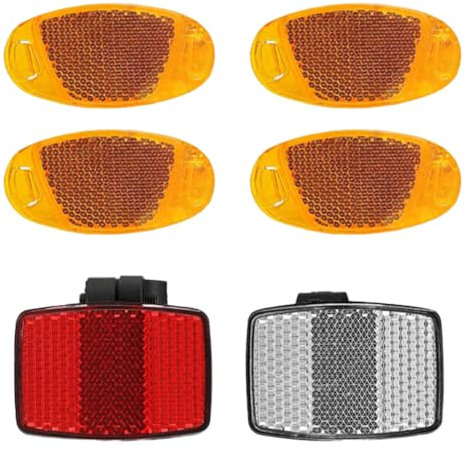 SGERUFZ 6 Pcs Fahrrad Reflektor Set Vorne und Hinten Speichenreflektoren Katzenaugen Reflektoren für MTB Kinderfahrrad