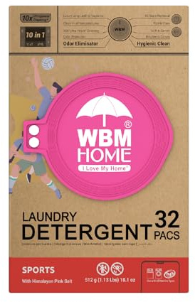 WBM Laundry Detergent Pods, Autumn Scent – 32 Pods in Recycleable Packaging for 10x Ultra Power Cleaning, Odor Defense for Activewear & Sports Shirts