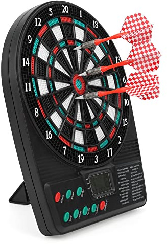 Set da Gioco Professionale per Freccette Elettroniche, Display LCD per Divertirsi con Amici e Familiari, Dimensioni Compatte, Alimentato a Batteria, Fornito con Freccette (10,2 x