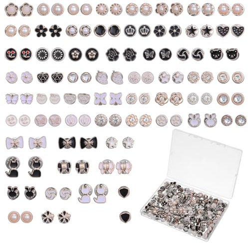 122 Stück Brosche Knöpfe, Kleidung Broschen Ohne Nähen Brosche Knöpfe Sicherheitsnadeln für Hemden Jeans Kleidung Pullover DIY Dekoration
