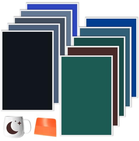 WAVATA Lasergraviertes Farbpapier, 10 Stück 27 x 39 cm Farbiges Lasergravur-Markierungspapier mit Schaber, für Keramik, Glas, Kristall, Steinfliesen, 10 Farben