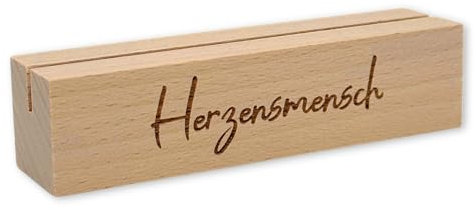 KATINGA Personalisierter Holz Kartenhalter mit Wunschgravur | Tischkartenhalter | Menükartenhalter (10cm)