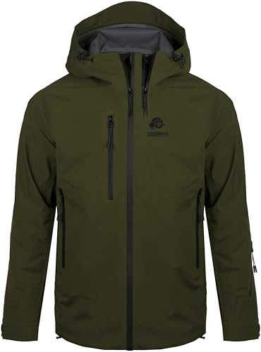 GUGGEN Mountain Allväder skaljacka för män, ultra skaljacka, H07v2, sport, vattentät, hardshell sportjacka, regnjacka, utomhus, andas, Olivgrön, XXL