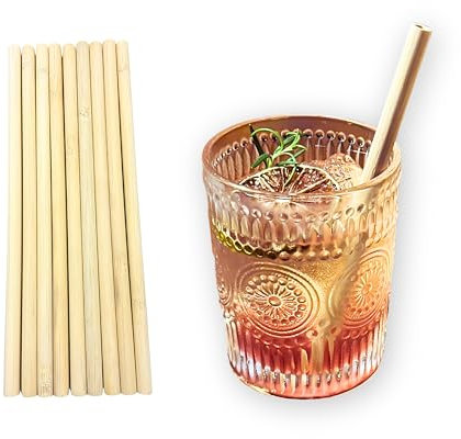 Lot de 400 pailles jetables en bambou pour jeunes pailles durables de 15 cm de longueur et 8 mm de diamètre, naturellement neutres au goût, extrêmement stables et biodégradables, alternatives