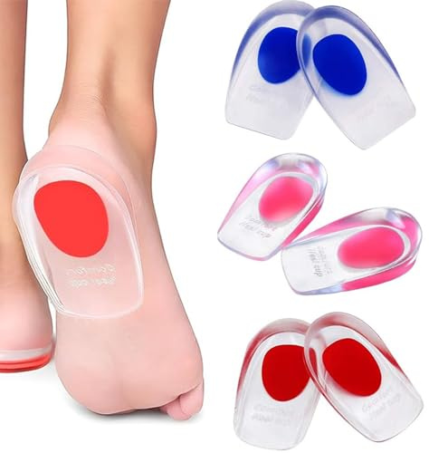 3 Pairs Gel Heel Cups, Silicone Heel Cup Pads for Heel Spur,Plantar Fasciitis& Achilles Pain, Gel Heel Cups and Cushions Absorbing Support (L)