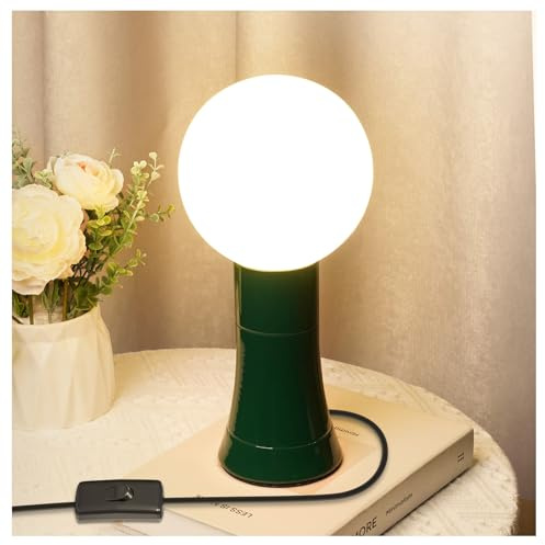BrightWish Lampada da Tavolo Moderna con Lampadina G125 Sostituibile e Interruttore a Cavo, 7W 3000K E27, Base Alluminio - Non Dimmerabile (Verde Scuro)