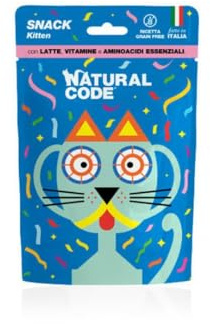 Natural Code Snack Gatto,snack per gatti cuccioli di tutte le taglie ripieni con LATTE, VITAMINE e CARNI BIANCHE | 3 confezioni da 60 grammi l'una.