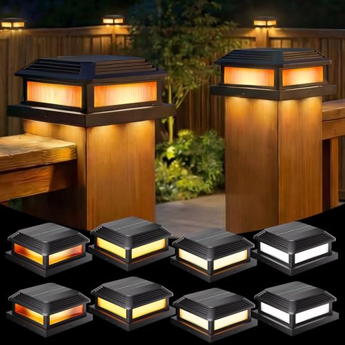 Quntis Luz Solar para Postes Exterior con Efecto Llama 5 Modos 8 Piezas