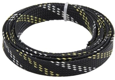Nätslang isolerad slang, 2, 4, 6, 8, 10, 12, 14, 16, 20, 25 mm, PET, flätad, smal, utbyggbar, kabeltrådshylsa, flamskyddande nylonnätfodral (svart guld silver, 16 mm, 5 meter)