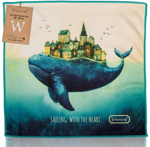 WESERWEF Chiffon de Nettoyage en Microfibre XXL au Design Élégant pour Lunettes, Smartphones, Tablettes, Appareils Photos, Chiffon à Lunettes et Chiffon pour Écran, 30 x 30 cm (Sailing Heart)