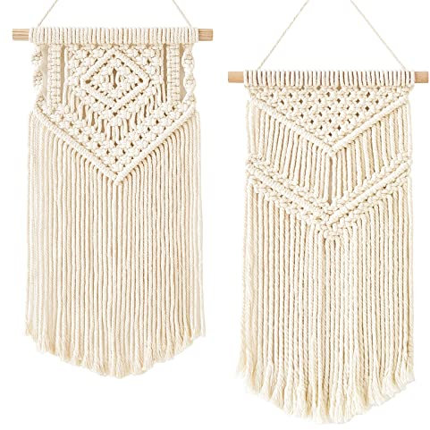 Dahey Makramee-Wandbehang, klein, gewebt, Wandkunst, Dekoration – schön für Boho-Heimdekoration, Wohnung, Kinderzimmer, Party-Dekorationen, 41,9 cm L x 25,4 cm B und 44,9 cm x 25,4 cm B, klein