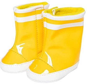 Heless 1401 - Gummistiefel für Puppen, in Gelb, Größe 30 – 34 cm, für trockene Puppenfüße bei Regenwetter und Trendsetter in der Puppenmodewelt