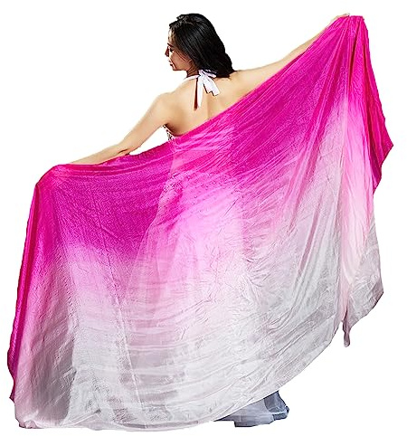 Leemiman Voile de danse orientale fait main en soie pour femme Rose 2,5 m