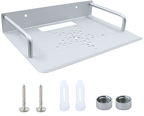 Wandhalterung Router Tablett Repeater Rack - Wandmontiertes Silber Ablagefach aus Aluminium, Horizontale Platzierung Wandhalter, Wall Mount Server belüftete Lagerung, Klein Netzwerk Regal, 23x16cm