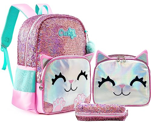 HTgroce Chats Mochila Niña, Mochila Escolar Mochila Infantil Mochila Guarderia para Niñas 6-8 Años Mochila