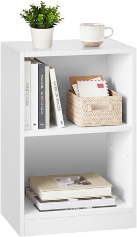 VASAGLE Custos Colección - Mesita de Noche con Compartimentos Abiertos, Mesa Auxiliar con Balda Ajustable, Doble Uso, Montaje Fácil, Dormitorio, Salón, Blanco Nube LET666WB01