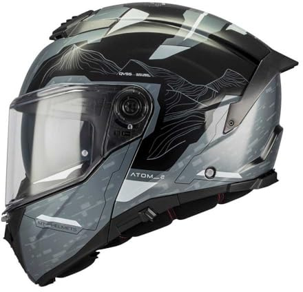 MT Helmets Atom 2 SV, Casco moto Modular Flip-Up, Visor Solar Retráctil, Interior Lavable, Preparado Intercomunicador UCS, Bloqueo frontal, Visor con posición Ventilación, Homologado ECE 22.06 & DOT