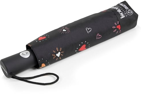 Isotoner Parapluie solide, ultra déperlant, à ouverture/fermeture automatique, coeur rouge