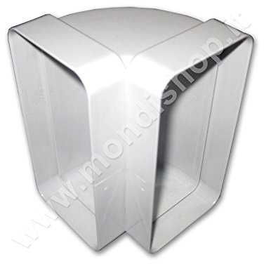 Curva 220x90 Per Aerazione Canalizzata Cappa Cucina Di Tipo Verticale per Tubo Rettangolare in Pvc Colore Bianco