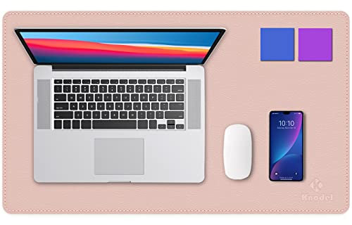 K Knodel Schreibtischunterlage, 60cm x 35cm PVC-Leder Tischunterlage, Wasserdichte Laptop Unterlage für Büro (Rosa)