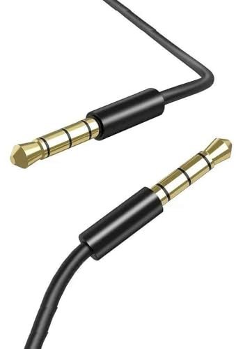 CABLEPELADO Cable alargador Jack 3.5 mm TRRS 4 Pines | Macho a Macho | Compatible con Auxiliar para Radio de Coche, Cascos, PS5, Xbox, Reproductor DVD, Altavoz,PC,TV | Negro | 1 metro