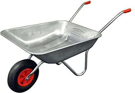simpahome 65L Galvanised Garden Wheelbarrow with Pnuematic tyre - Suitable for Light/Medium Garden Work.